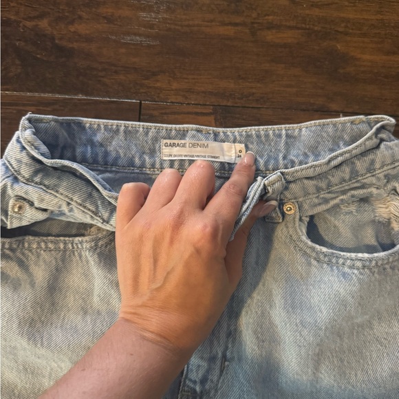 Garage Light Blue Distressed Straight Leg Jeans - Picture 3 of 4